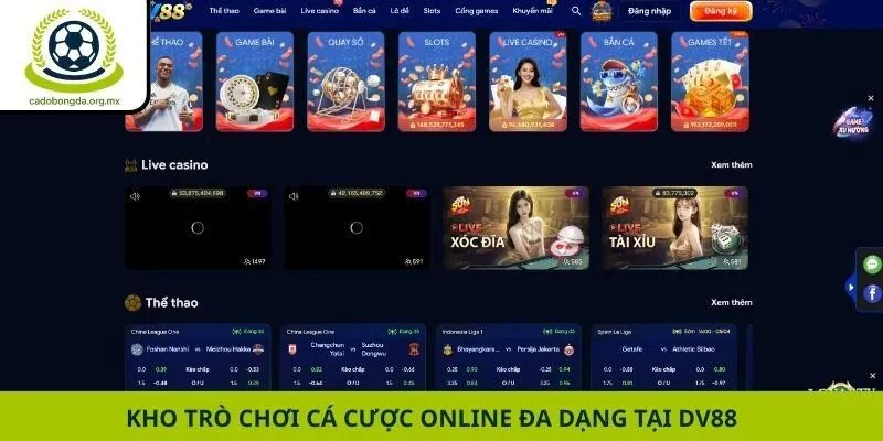 Kho trò chơi cá cược online đa dạng tại Dv88