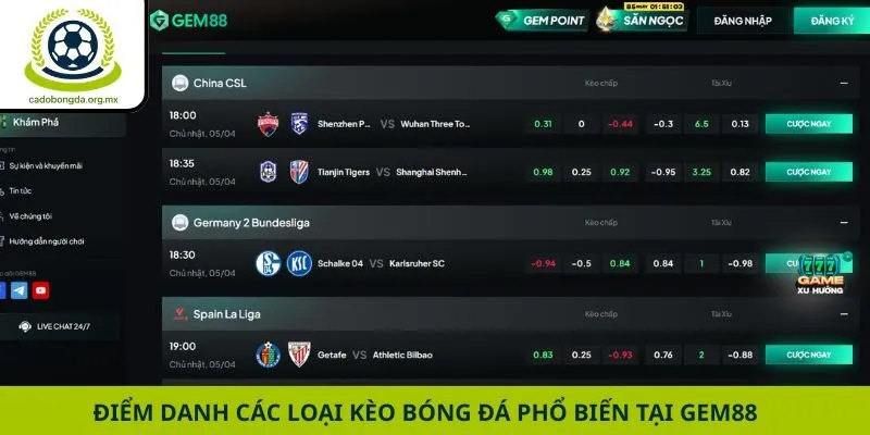 Điểm danh các loại kèo bóng đá phổ biến tại Gem88