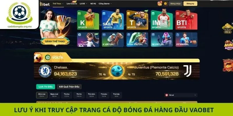 Lưu ý khi truy cập trang cá độ bóng đá hàng đầu Vaobet
